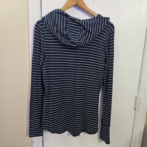 Prana Sol Protect Hoodie Stripe Kanga Pocket Henley Pullover Lyocell Stretch Sm - Picture 6 of 6